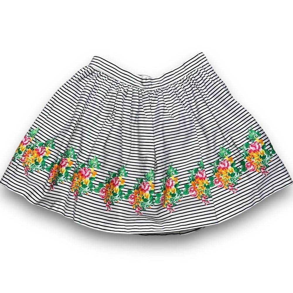 Janie & Jack Striped Floral Boarder Skirt in Midsummer Garden, Girls 10
